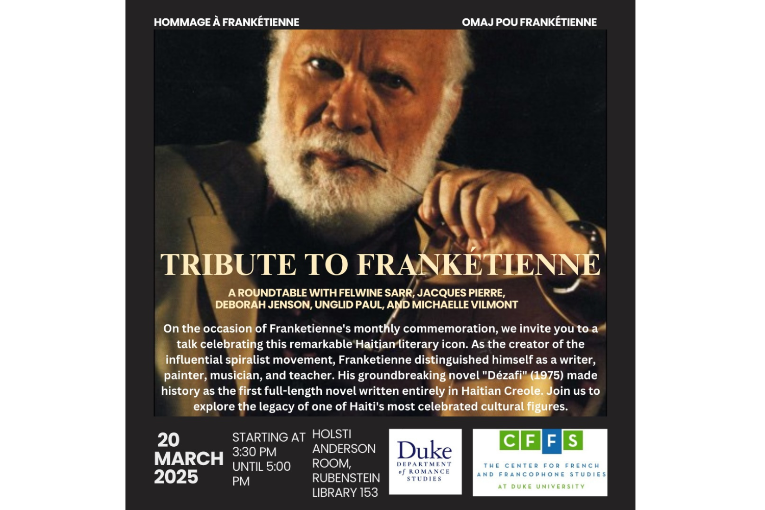 TRIBUTE TO FRANKÉTIENNE FLYER WITH HIM ON THE FLYER